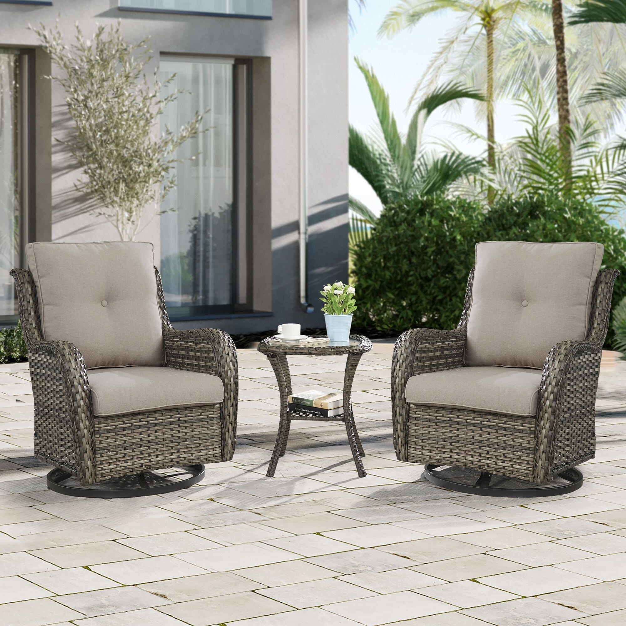 Outdoor wicker rocker set best sale