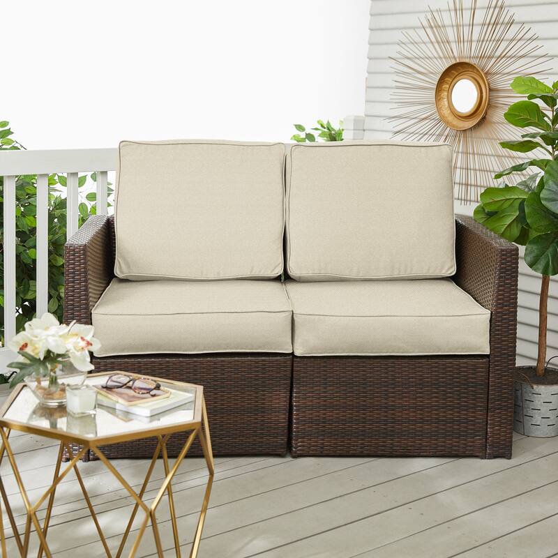 Sorra Home Outdura Rumor Indoor/Outdoor Deep Seating Loveseat Cushion Set - 30 in x 27 in x 5 in - Rumor Vanilla