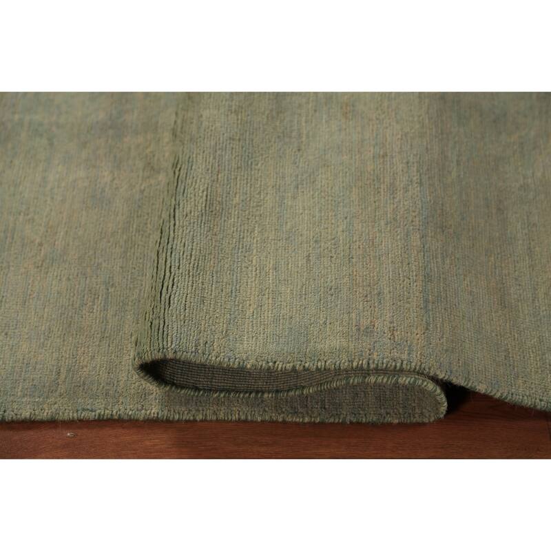 Green Gabbeh Modern Runner Rug Handmade Wool Carpet - 2'7" x 9'7"