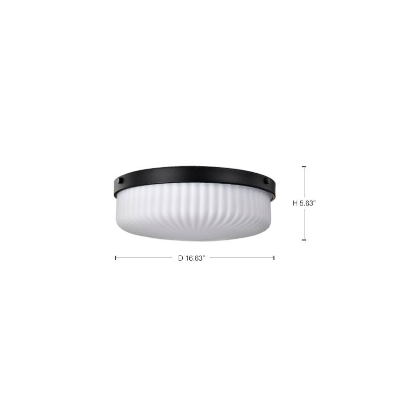 Solara Flush Mount Matte Black Finish Frosted Ribbed Glass - Matte Black