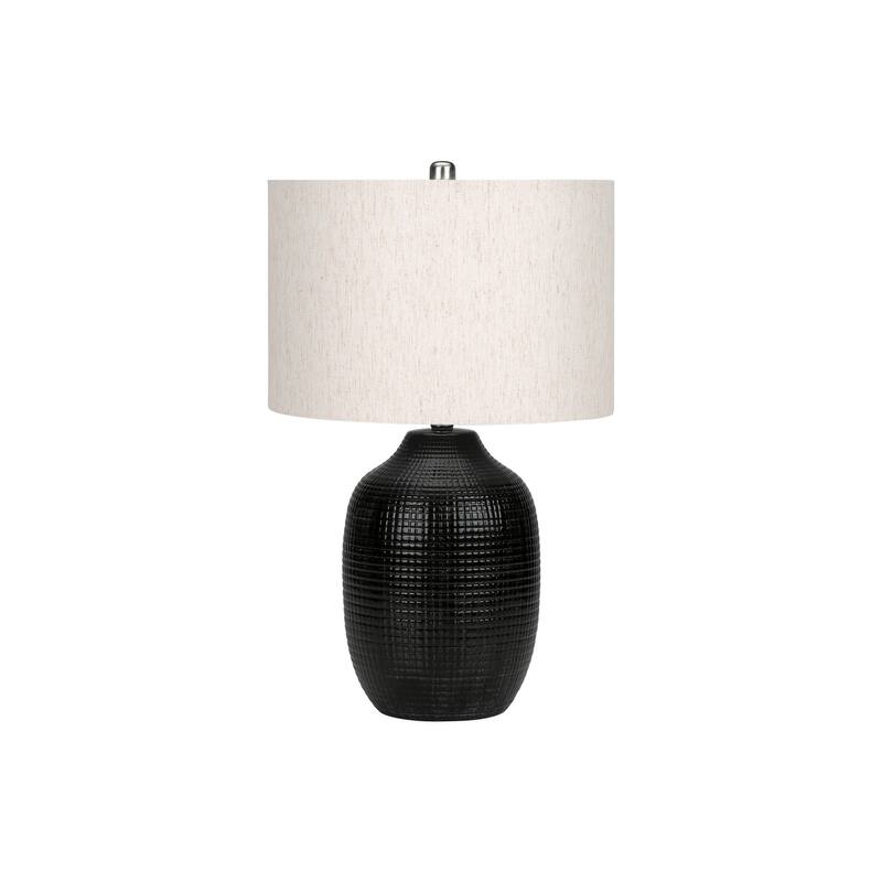 Lighting, 26"h, Table Lamp, Black Ceramic, Ivory / Cream Shade, Contemporary - Black