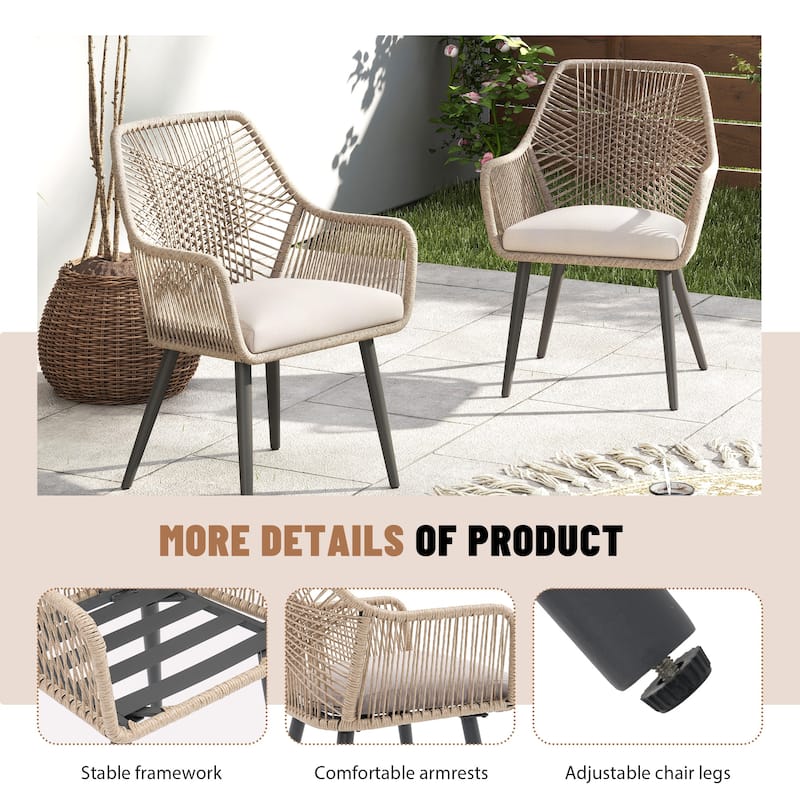 7-Piece Outdoor Dining Set - Iron Frame with Cross Wicker Back Chairs & X-Base Table