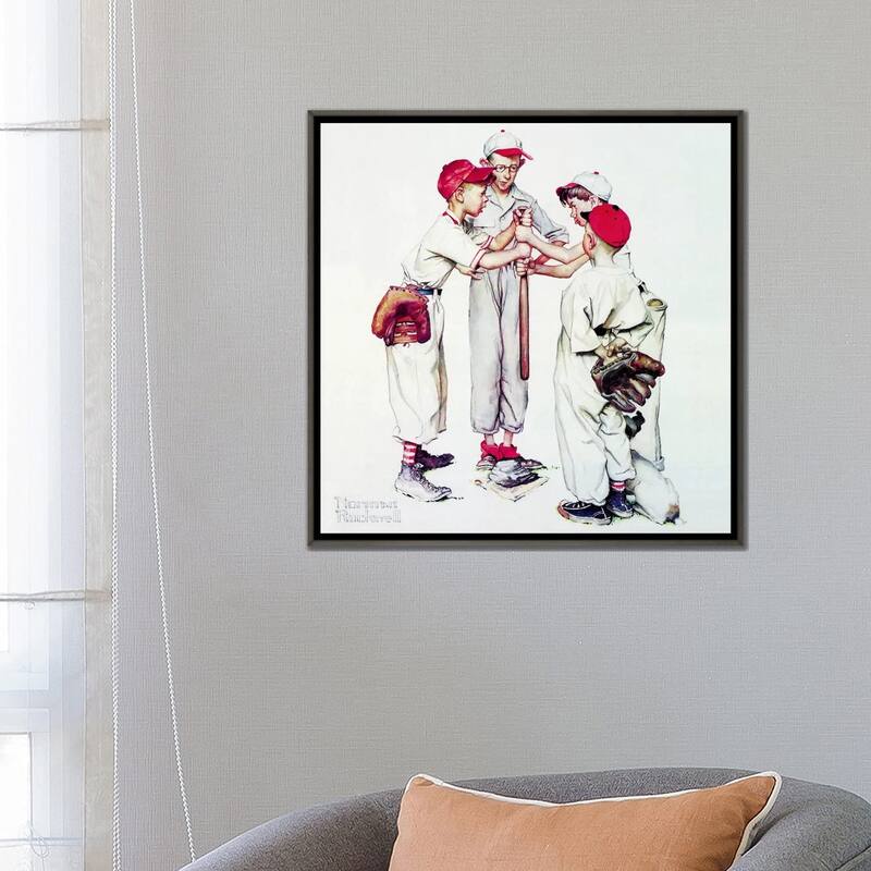 iCanvas "Choosing up (Four Sporting Boys, Baseball)" by Norman Rockwell Framed