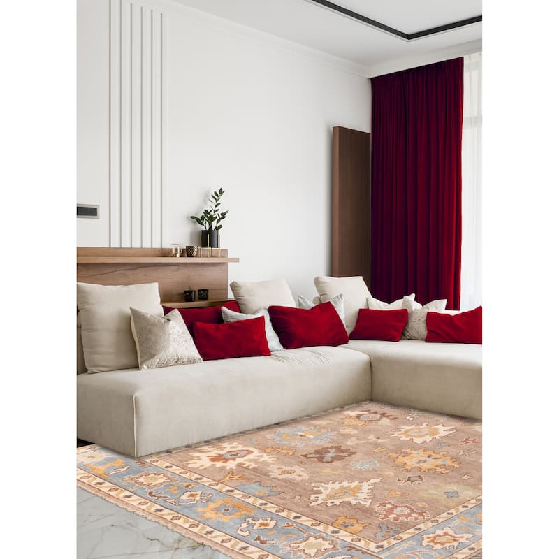 ECARPETGALLERY Hand-knotted Modern Oushak Taupe Wool Rug - 8'1 x 9'10