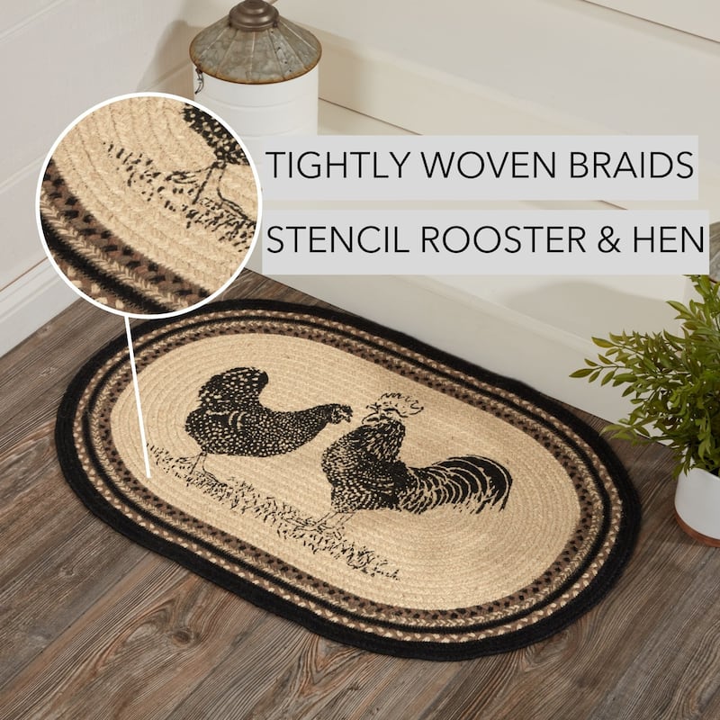 Sawyer Mill Charcoal Poultry Jute Rug Oval w/ Pad 20x30
