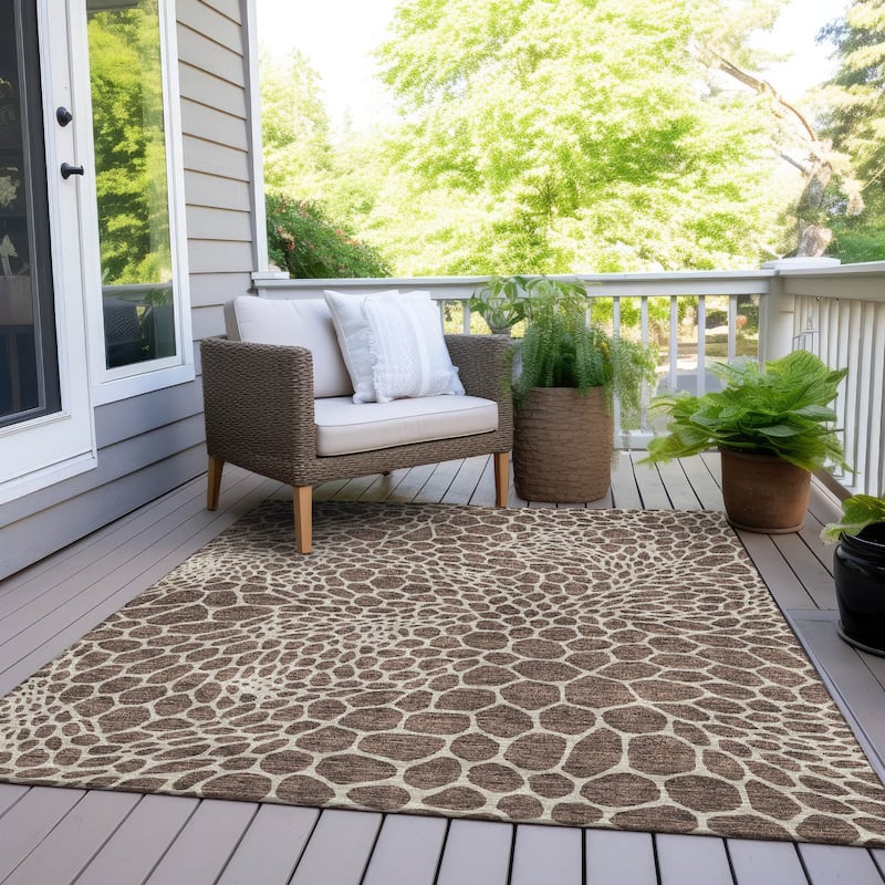 Machine Washable Indoor/ Outdoor Chantille Animal Print Rug - Brown - 8' x 10'