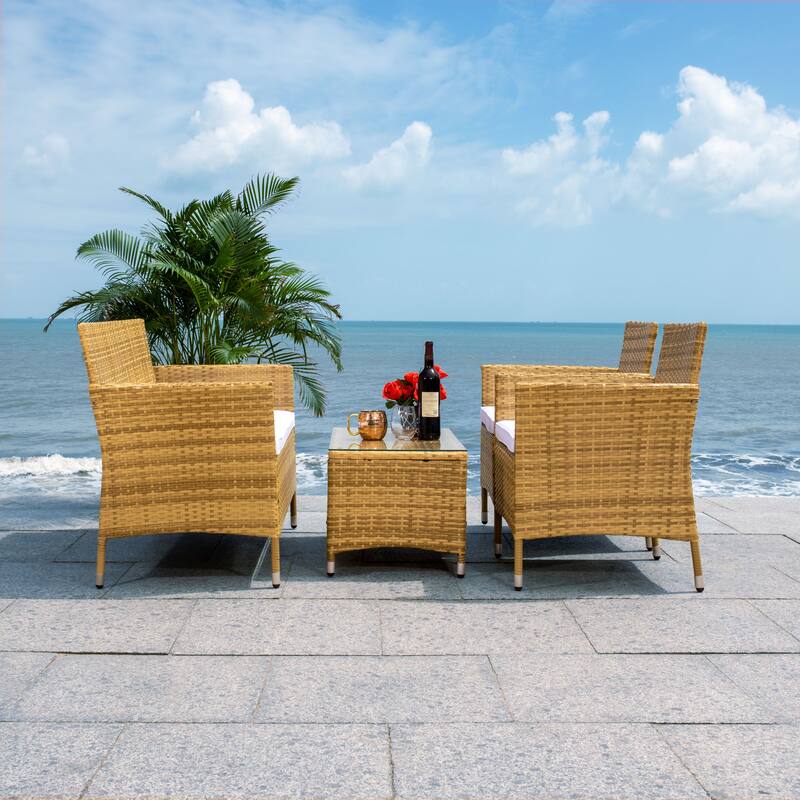 SAFAVIEH Outdoor Tamya 4-Piece Patio Conversation Set - 41W x 31D x 23H