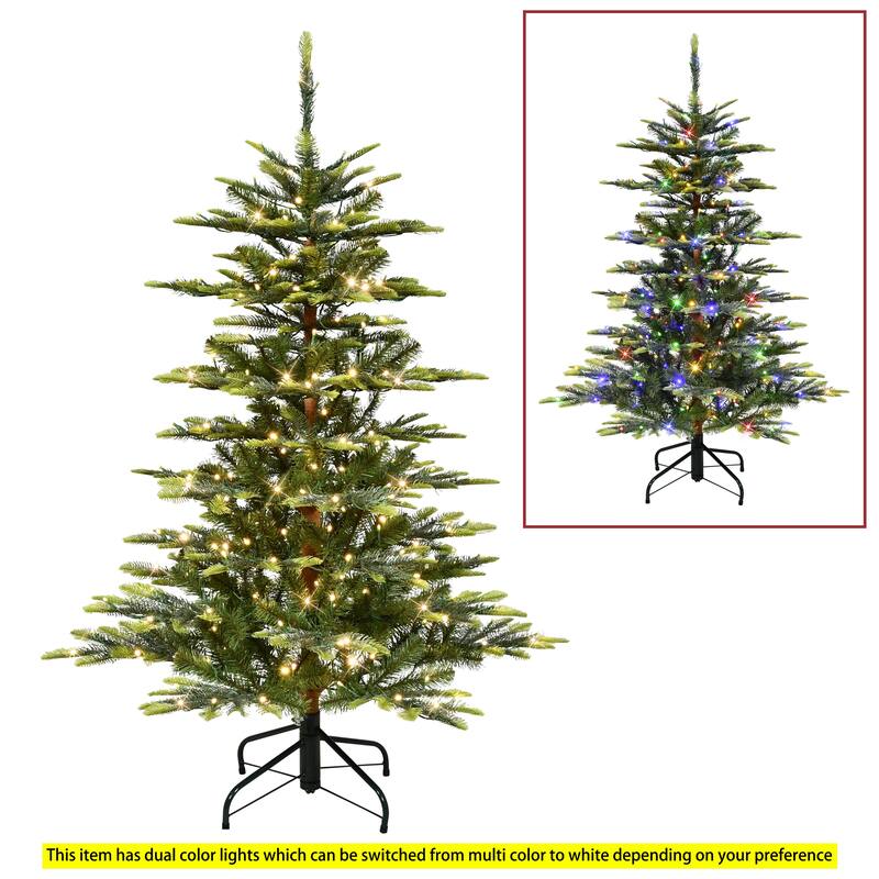 Puleo International 4.5' Pre-Lit Artificial Aspen Fir Tree with Dual-Color LED Lights