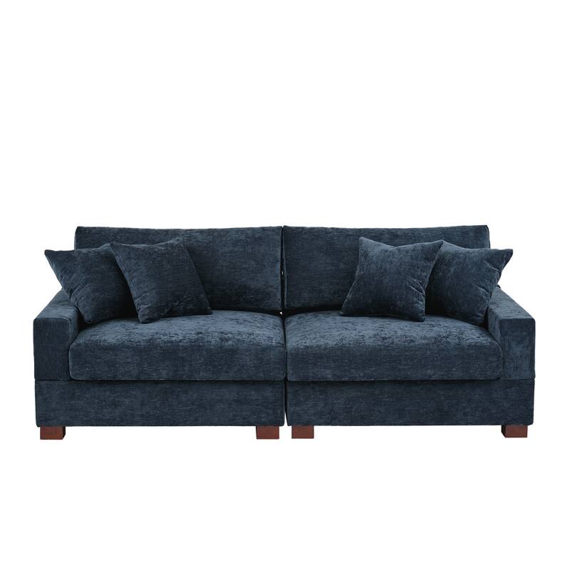 Oversized Chenille Modular Sectional Sofa With Deep Seat