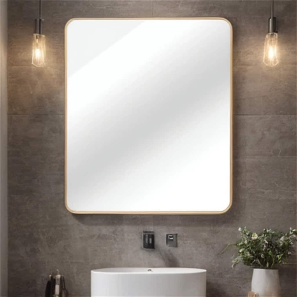 Rectangular Bathroom Wall Mirror with Aluminum Frame,Hooks and Screws