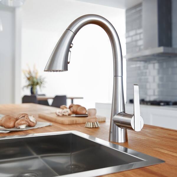 Shop Grohe 32 298 3 Ladylux L2 1 75 Gpm Single Hole Pull Down Kitchen Overstock 29911487 Starlight Chrome