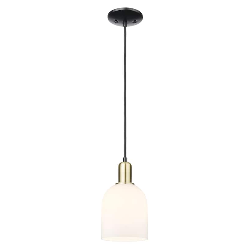 Innovations Lighting Endless Possibilities Arcadia - Bella - 1 Light 6" Cord Hung Mini Pendant - Black Antique Brass/White