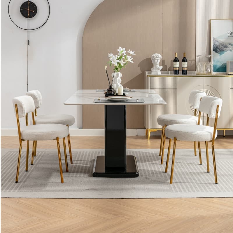 Mixoy 20"Counter Height Bar Stools,Modern Teddy Fleece Bar Stools,Velvet Dinning Chair with Metal Legs for Kitchen Island
