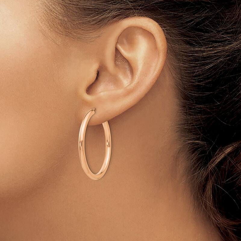 Curata 14k Rose Gold Polished Endless Tube Hoop Earrings - 34.25x34.3mm Wide 2.85mm Thick