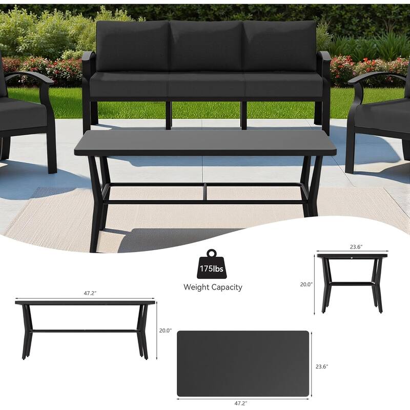 Kullavik Aluminum Outdoor Patio Sectional Sofa Set with Swivel Rocking Chairs and Coffee Table