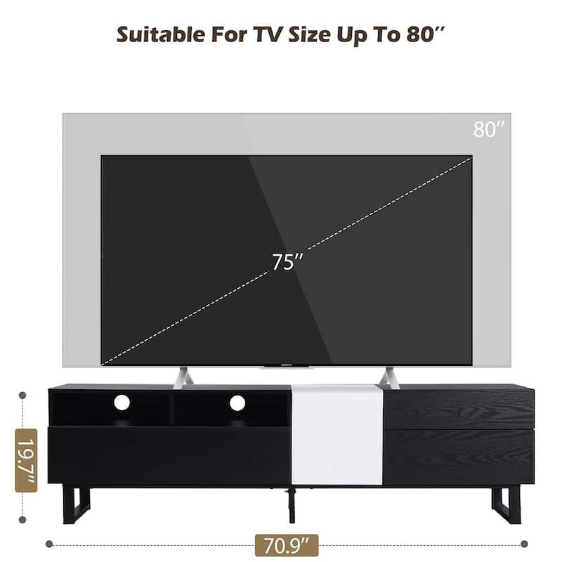 70.90'' Modern TV Stand with Drop Down Door