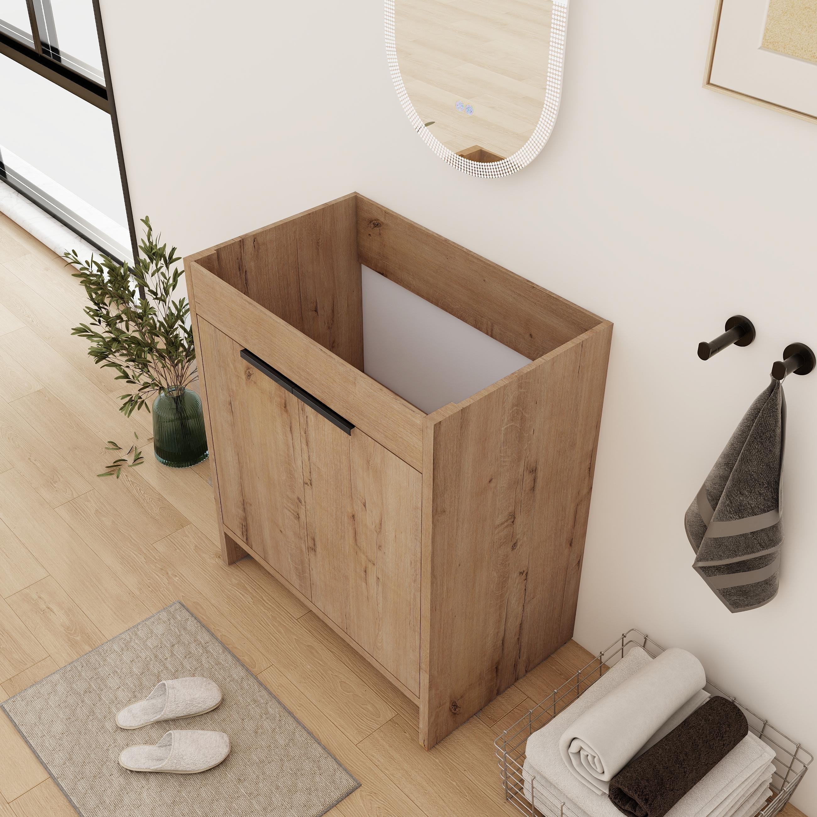 24/30/36 Inch Freestanding Bathroom Vanity Cabinet with Soft Close Door and Adjustable Shelf (Without Sink)