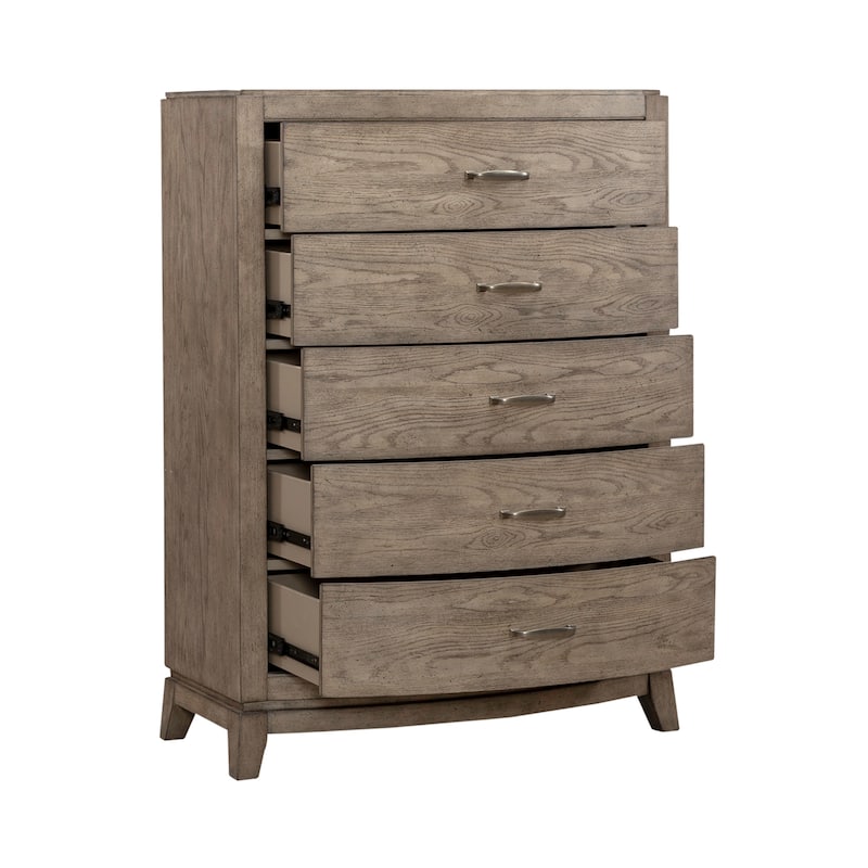 Avalon Burnished Beige Oak King Panel Storage Bed Bedroom Set