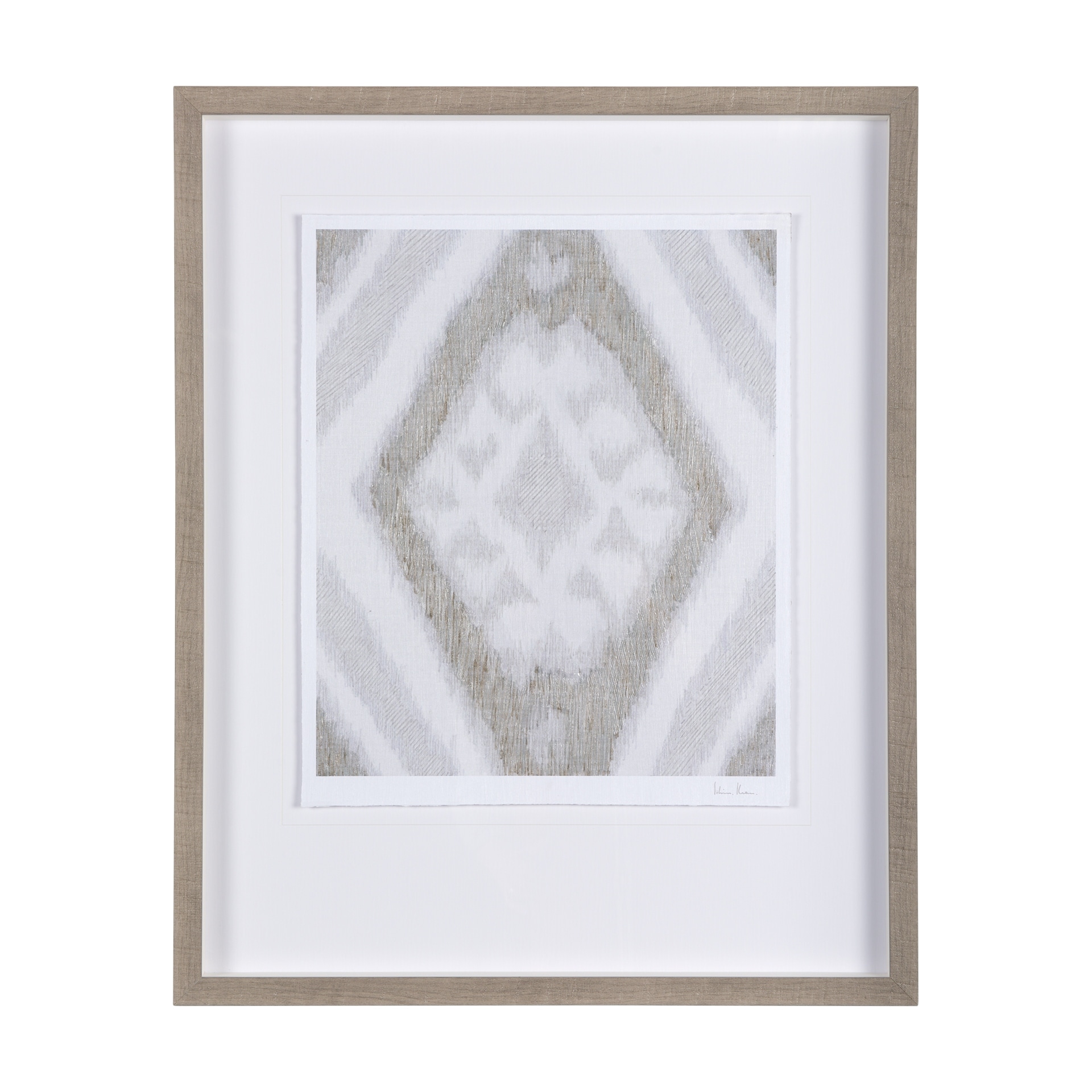 Ikat Patterns III by Silvia Krause a Hand Embellished Textured Framed Art Print Matted under Glass