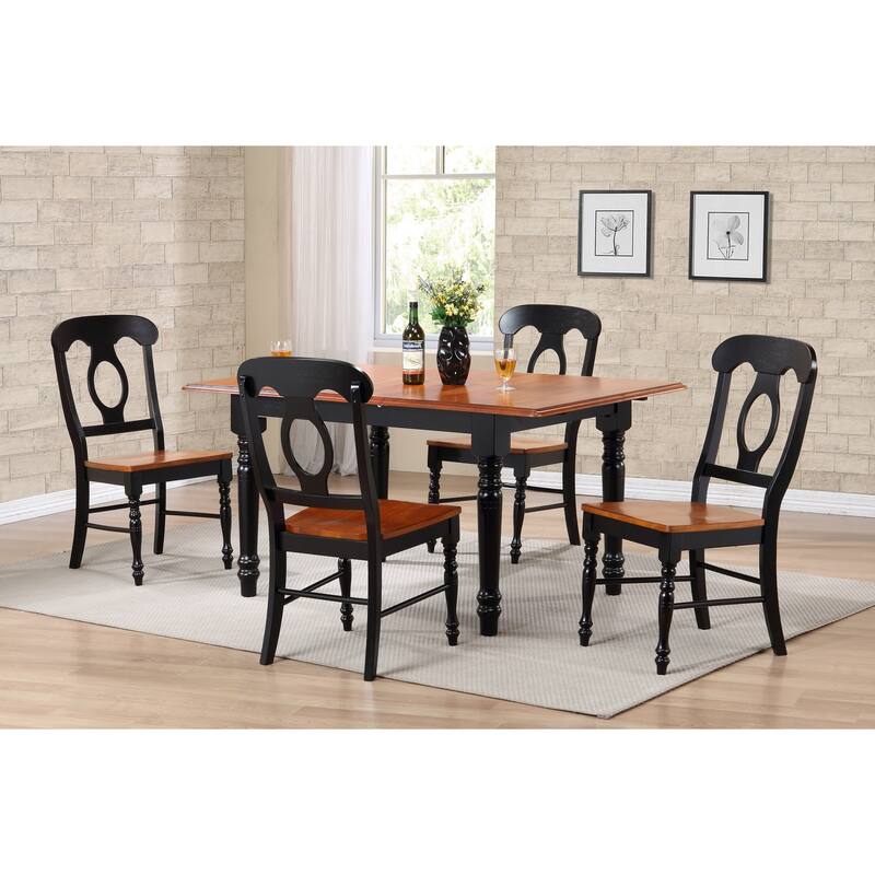 Coastal Dining Chairs - Black Cherry Finish - Set of 2 - Modern Farmhouse Style Seating