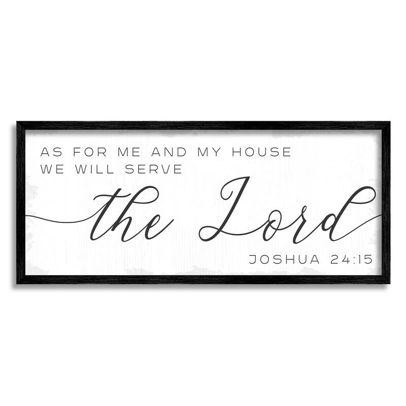 Stupell My House Serves The Lord Spiritual Phrase Framed Wall Art, Design by Daphne Polselli - White - 30 x 13 - Black
