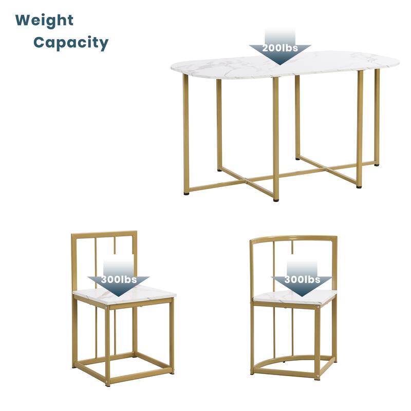 Modern 7-Piece Metal Frame Dining Table Set with Half-Round Table & 6 Chairs