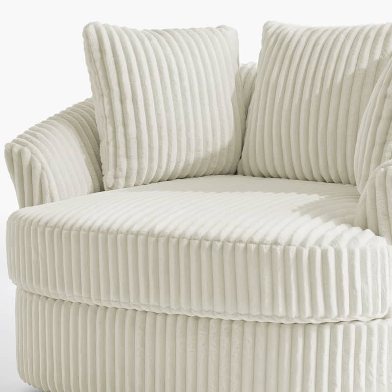 UIXE Oversize 43" Plush Corduroy Swivel Barrel Chair Comfy Accent Chair For Living Room