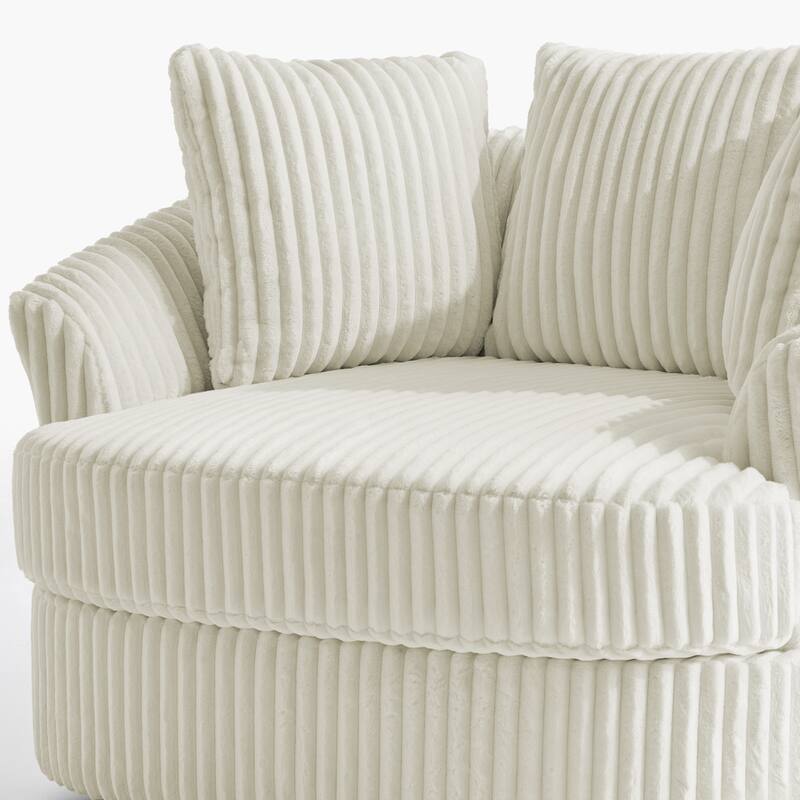 UIXE Oversize 43" Plush Corduroy Swivel Barrel Chair Comfy Accent Chair For Living Room