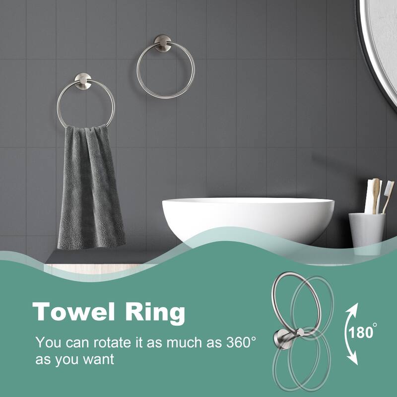 12-PCS Stainless Steel Bathroom Accessories Set Wall Mounted,Round Shape
