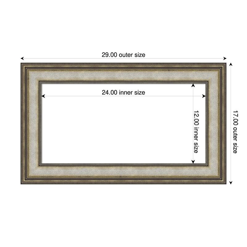 Amanti Art Mezzanine Antique Silver Framed Dry Erase Magnetic Board - 29 x 17 in - Mezzanine Antique Silver