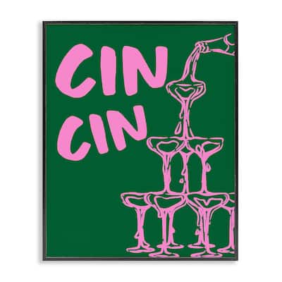 Stupell Green & Pink Cin Cin Framed Giclee Art Design By House of Lulu