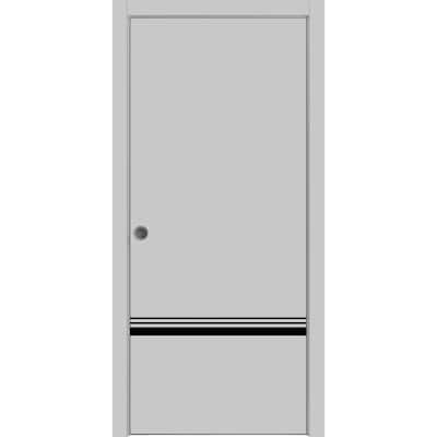French Pocket Door 18x80 with Planum 0012 Grey Matte with Kit Trims Rail