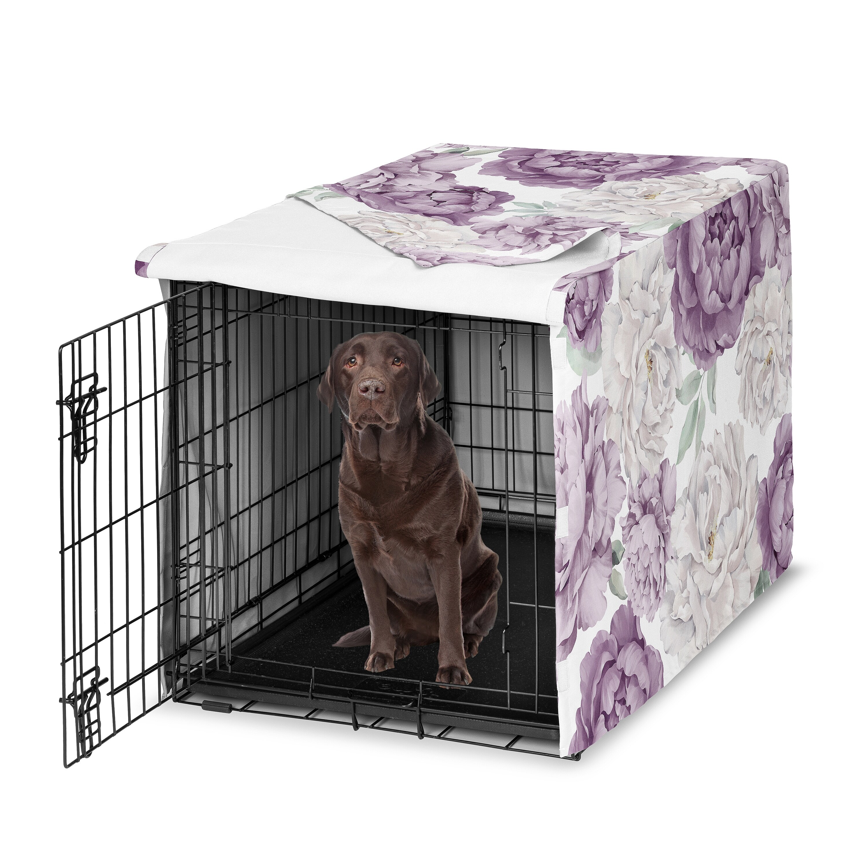 Sweet Jojo Designs Purple Lavender Boho Shabby Chic Floral Girl Dog Crate Kennel Cover 42in. - Peony Bohemian Vintage Watercolor