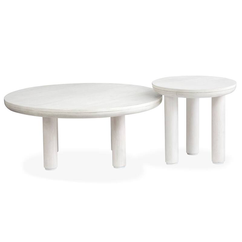 Magnussen Home Sunset Cove Moonlight Pearl Nesting Cocktail Table with Casters - 38''W x 38''D x 16''H