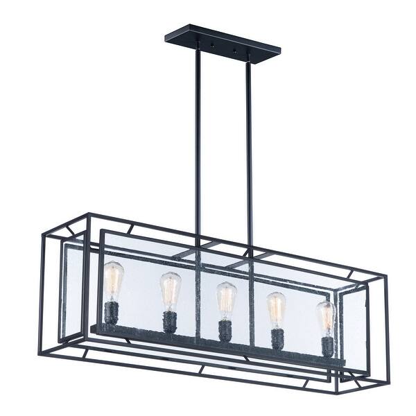 slide 2 of 2, Era 5-light 9.75" Wide Steel Chandelier - Black Black