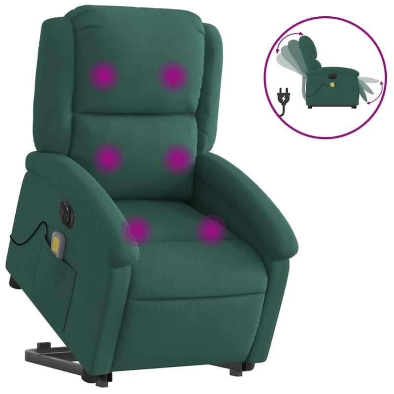 vidaXL Stand up Massage Recliner Chair Power Lift Wingback Armchair Velvet