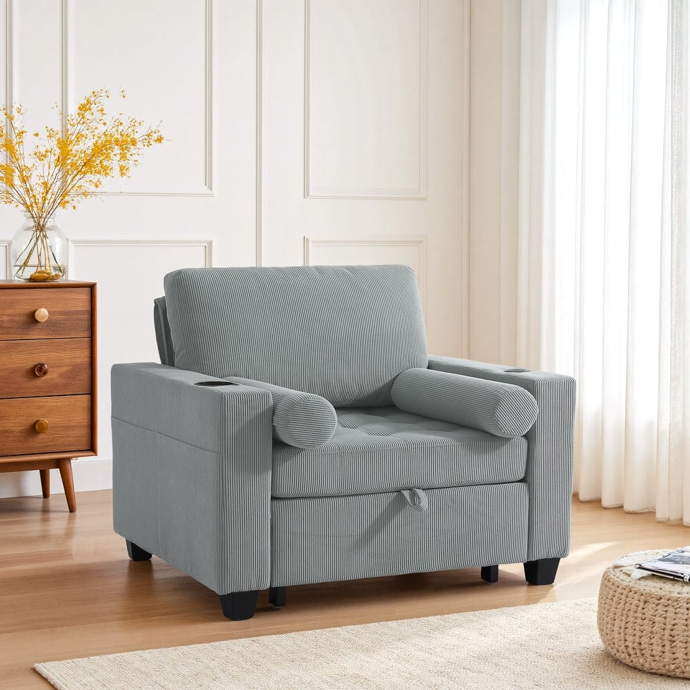 Corduroy Convertible Chair 3 in 1 Sleeper Sofa Chair Bed