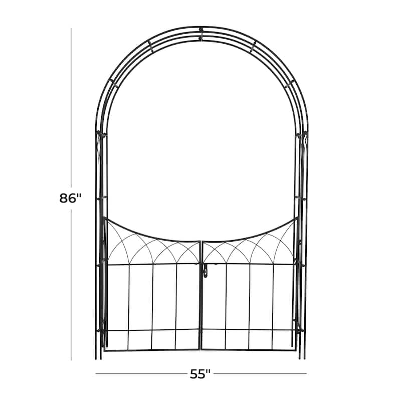 Metal Indoor Outdoor Arched Gate Garden Arbor with Lattice Work Sides - Black or White - Roche River Decor