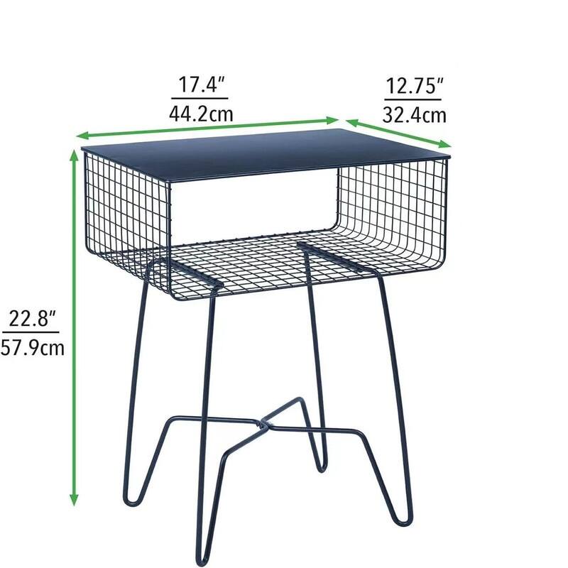 Steel Side Table Nightstand with Storage - 12.75"D x 17.4"W x 22.8"H