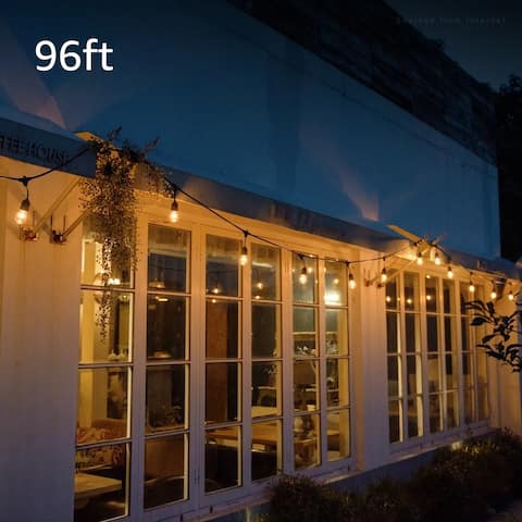 96ft LED Outdoor String Lights, 30+2 Vintage Filament Bulbs - 1Pack
