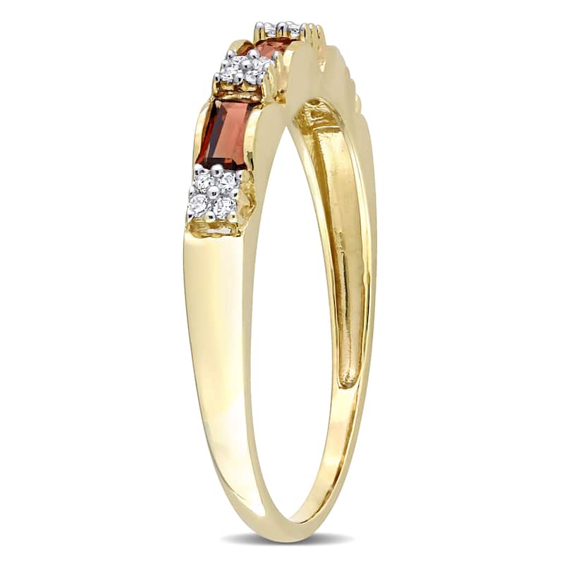 Miadora 10k Yellow Gold Baguette-cut Garnet & Diamond Accent Stackable Eternity Wedding Band Ring