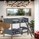 preview thumbnail 17 of 29, Modern Style Twin/Twin Bunk Bed with Arched Headboard and Angled Ladder Grey
