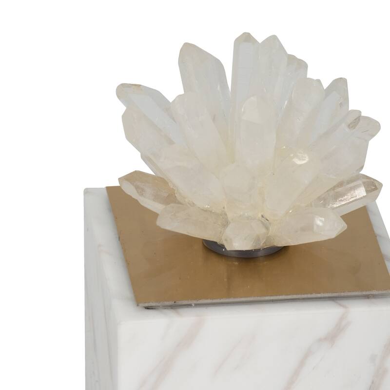 Sagebrook Home 6" Julia Tall Crystal And Marble Block, 6"H - 3" x 3" x 6"