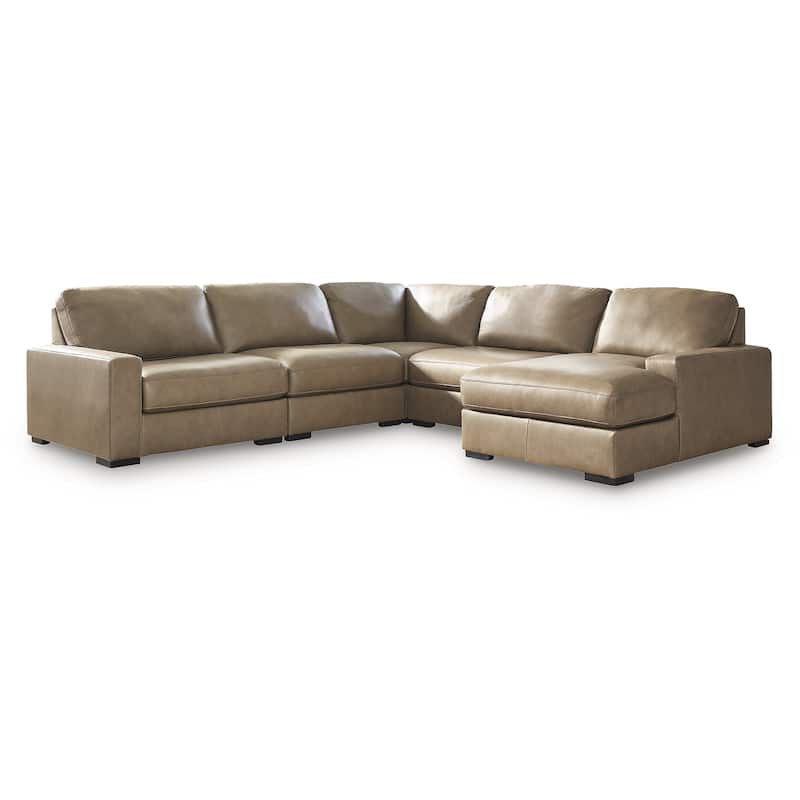 Signature Design by Ashley Veronella Brown 5-Piece Sectional with Chaise - 130" W x 122" D x 39" H