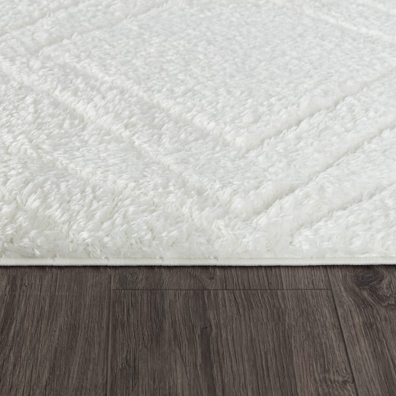 Pasargad Home Turkish Shag Collection Ivory Area Rug Plush 1 Inch Pile