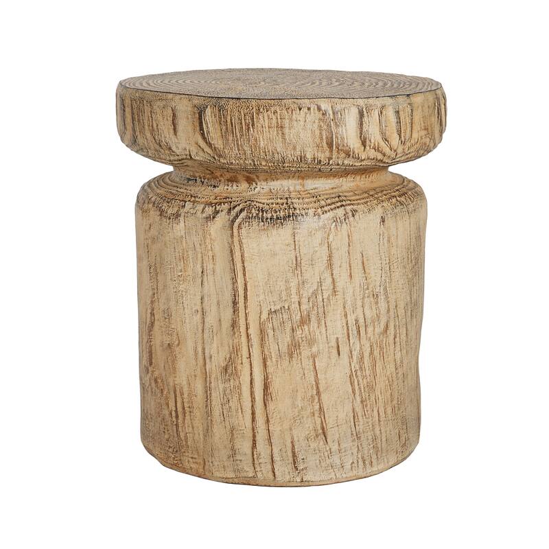 Christopher Knight Home - Terra Rustic Tree-Stump Lightweight Concrete Side Table in Natural Wood Grain - 17"W x 17"D x 14.6"H