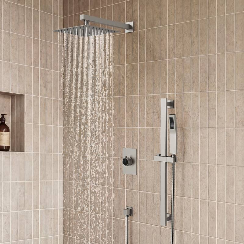 Slide Bar High-Pressure Balancing Shower System 10" Rainfall Shower Head with Handheld Shower