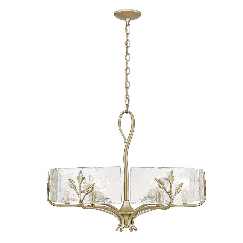 Calla 27.75" Wide 6-Light Chandelier with Hammered Water Glass - White Gold