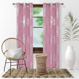 Flower Foil Printed Room Darkening Drapes for Girl's Bedroom 2 Panels