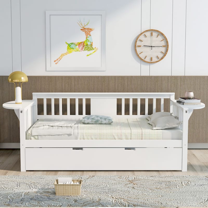 Multi-Functional Daybed with Trundle and Storage Side Tables for Bedroom or Living Room